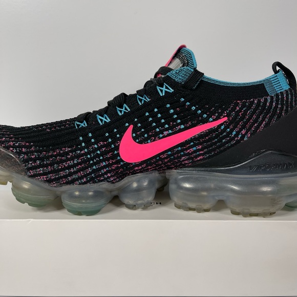 NIKE AIR VAPORMAX FLYKNIT 3 BLACK HYPER PINK BALTIC BLUE WOMENS RUNNING SHOES SI - Picture 8 of 10
